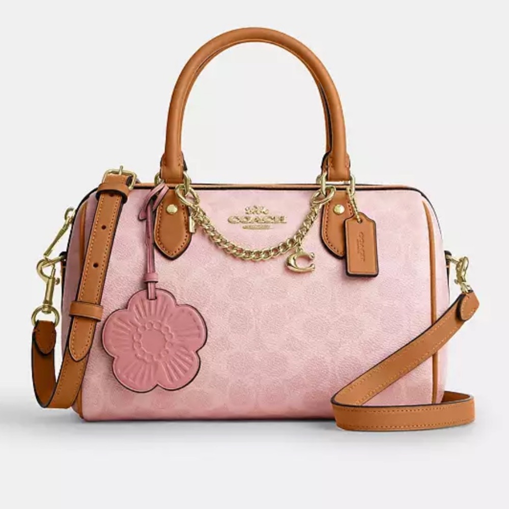 Coach Pink and Tan Leather Satchel